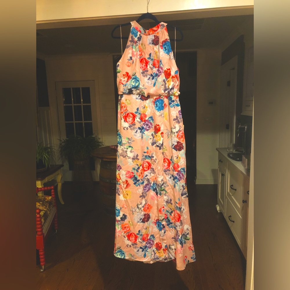 Adrianna Papell Floral Satin Jacquard gown nwt